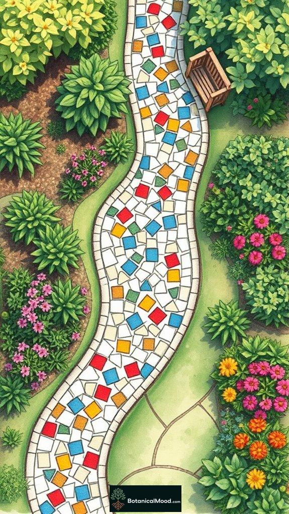 colorful tiled walkway design