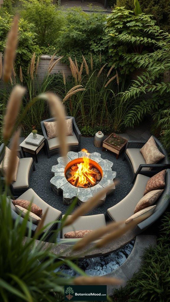 cozy sunken fire pit