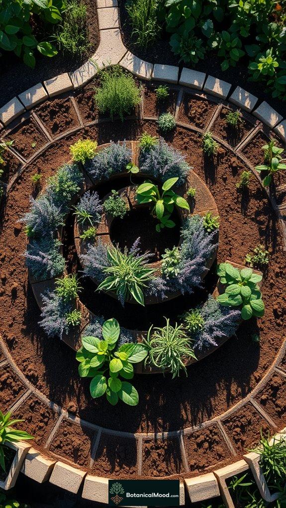 curved layout for herbs