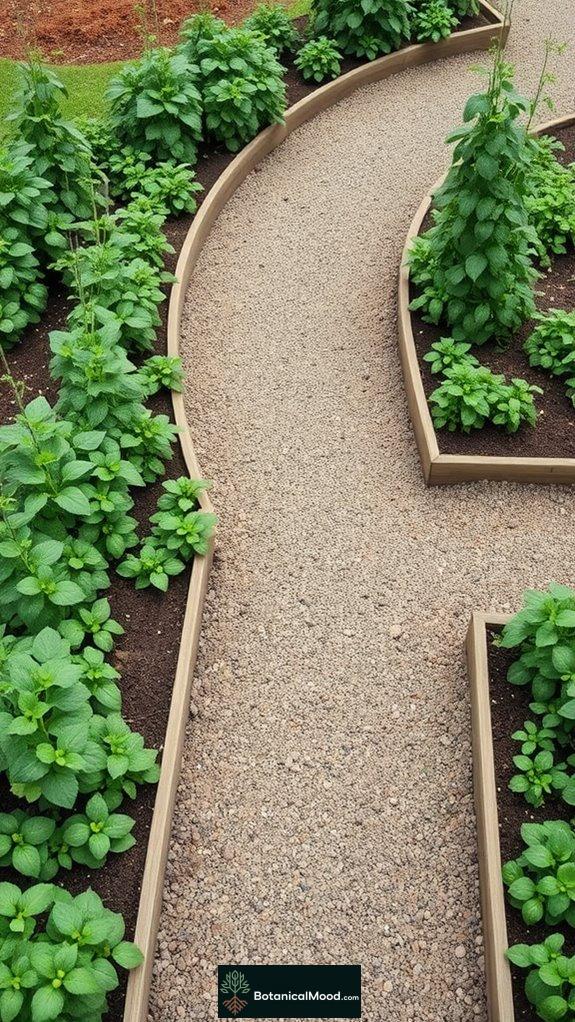 curved layout with vegetables