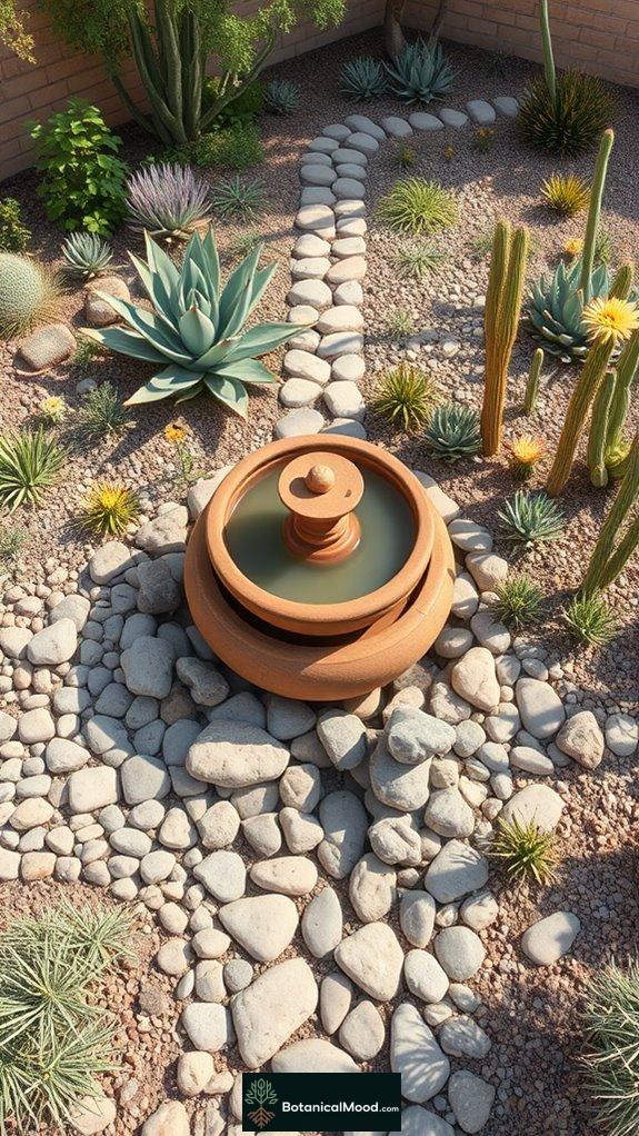 desert themed succulent fountain
