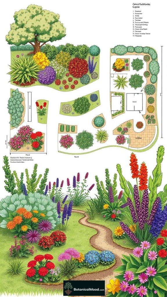 evergreen garden layout inspiration