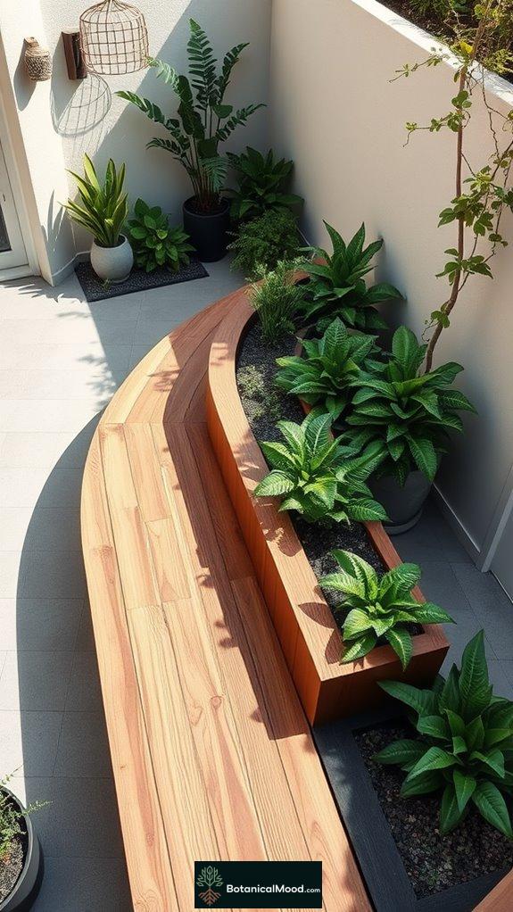 garden seating and planting