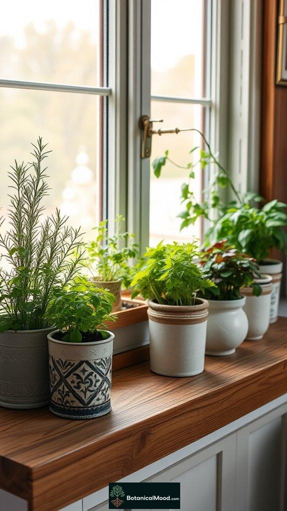 herb garden on windowsill
