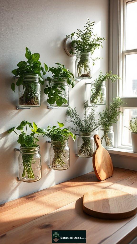 herbs in mason jars