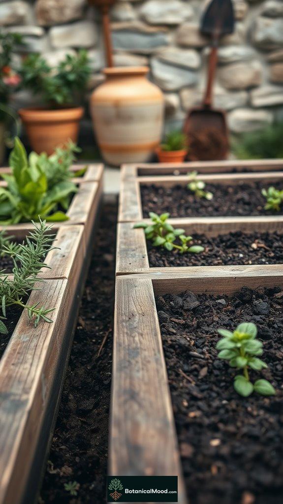 herbs in raised garden