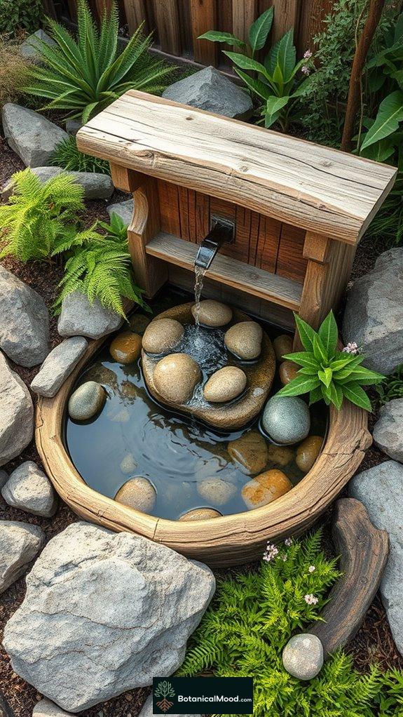 natural wooden water feature