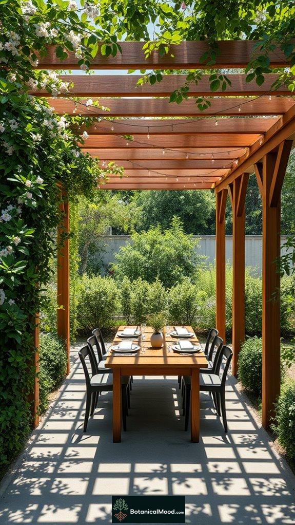 outdoor dining under pergola