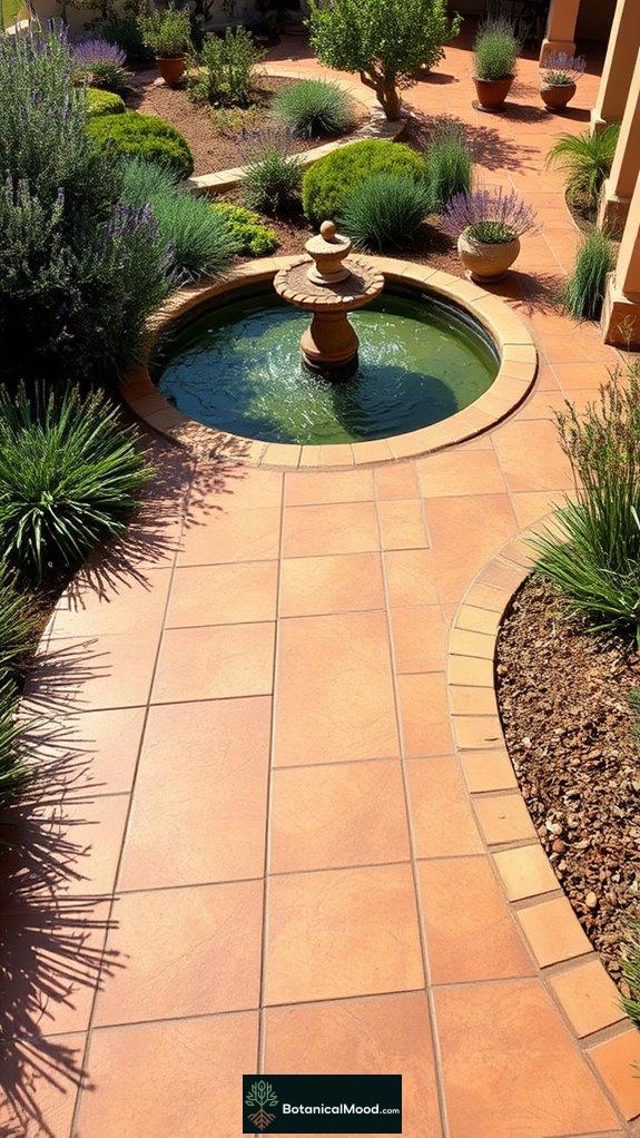 pathway with water feature