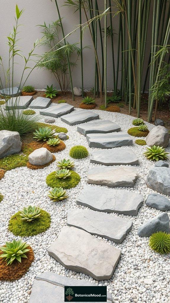 rock garden with stepping stones