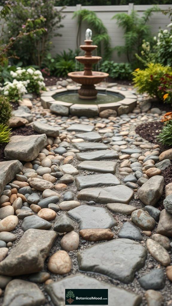 serene stone water feature