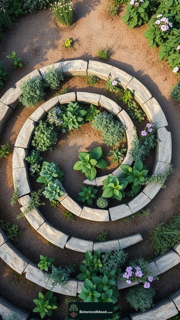 spiral shaped herb garden design