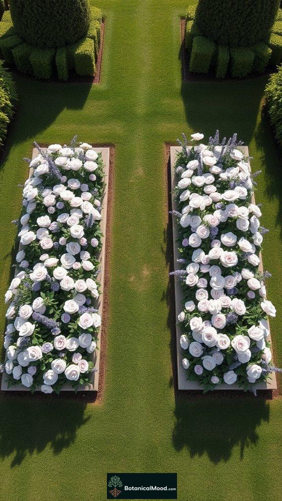 symmetrical garden flower beds