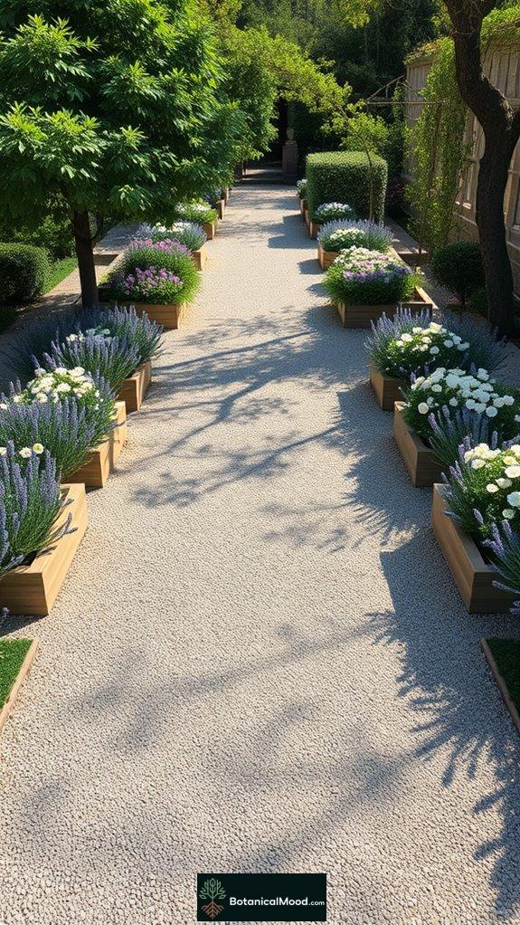 symmetrical planting with dual pathways