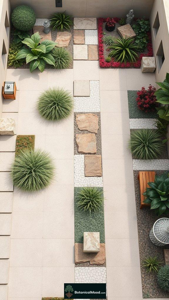 textured geometric garden designs