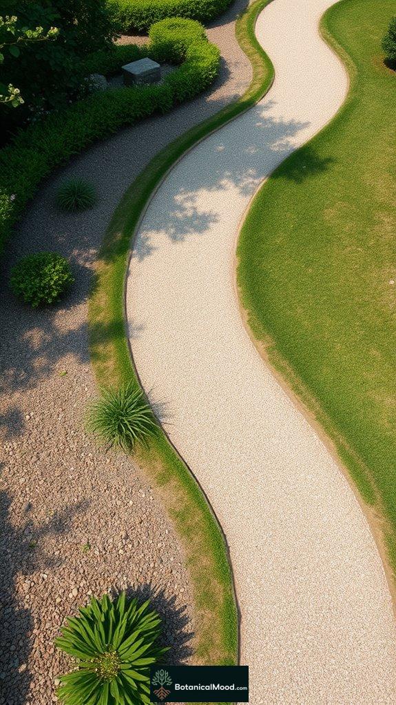 winding paths through gravel