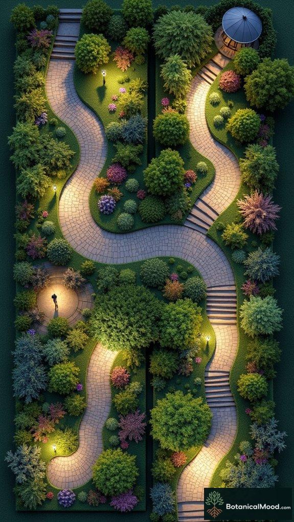 dramatic lighting in gardens