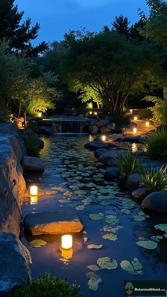 enchanting water garden lighting