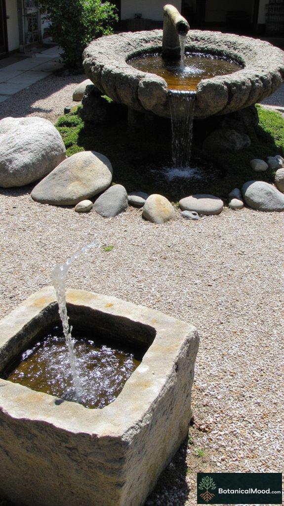 serene water garden features
