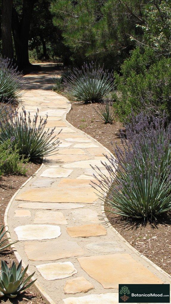 stone path with plants