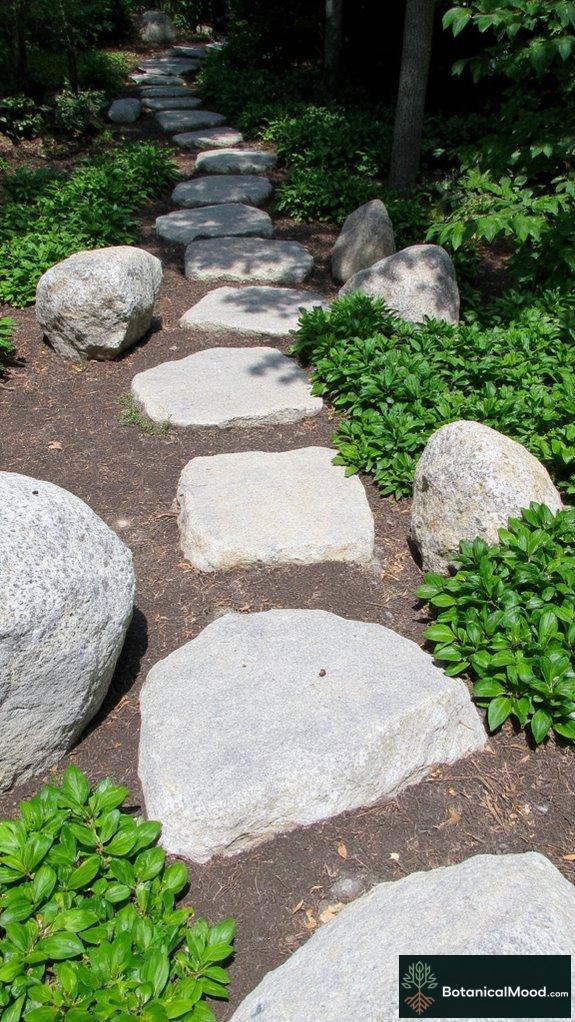 stone pathways with greenery