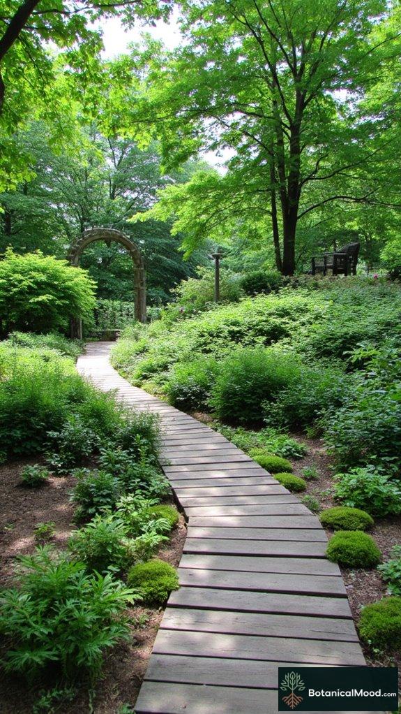 tranquil shaded garden pathways