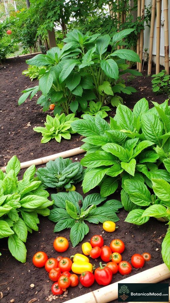 bamboo bordered vegetable garden design