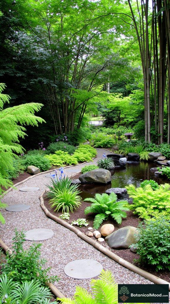 bamboo edged zen garden design