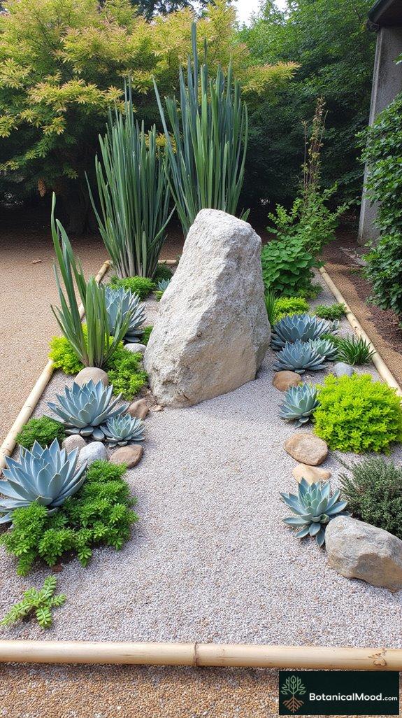 bamboo framed succulent zen garden