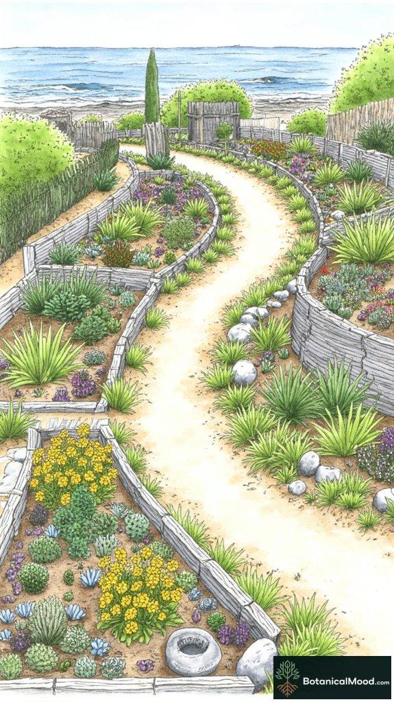 coastal garden bed arrangement