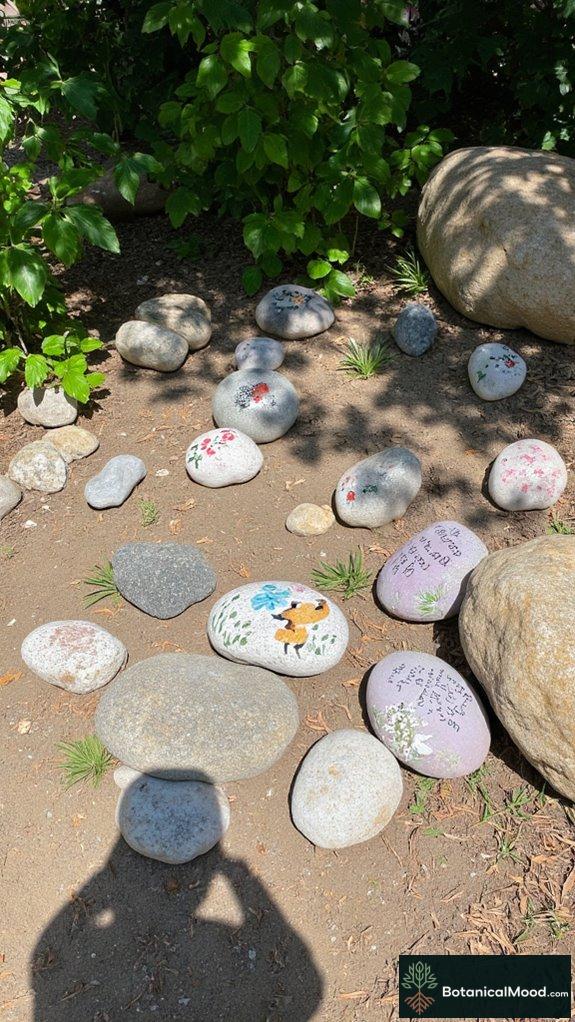 colorful painted garden stones