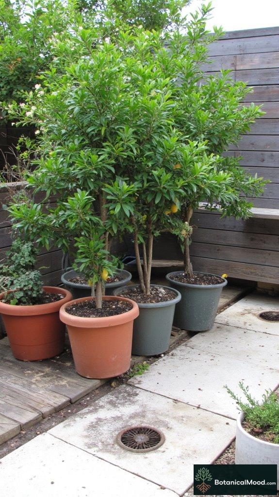 compact citrus container gardening