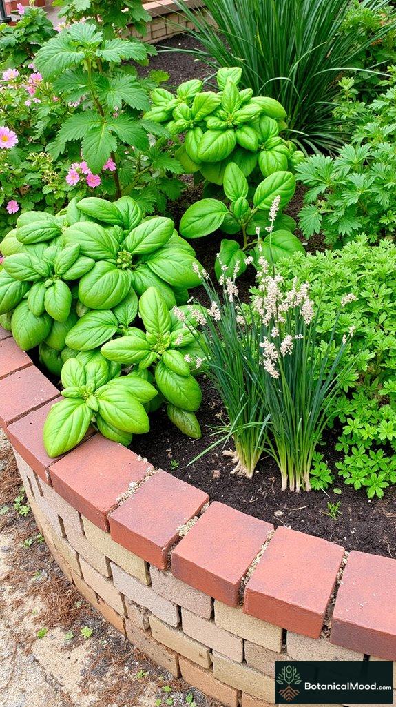 curved brick herb garden