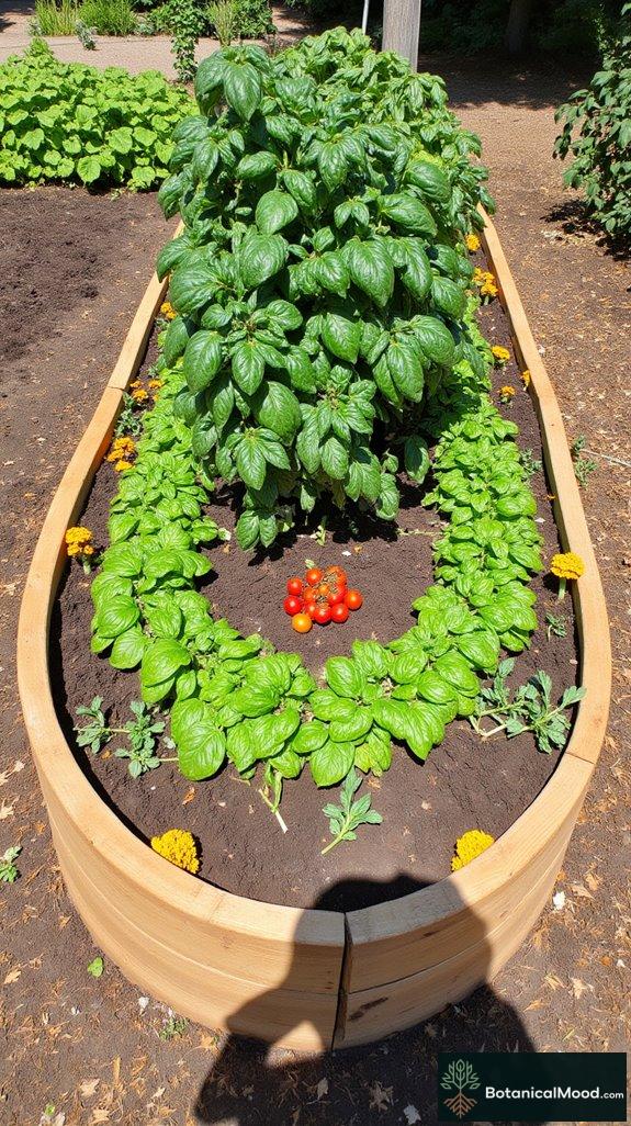 curved raised vegetable islands