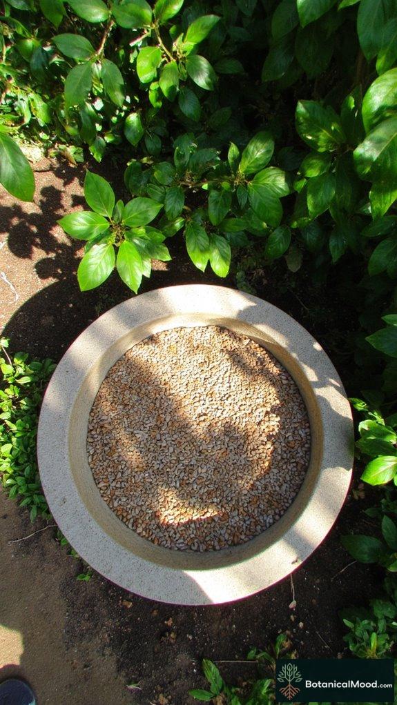 pebble embedded bird bath elegance