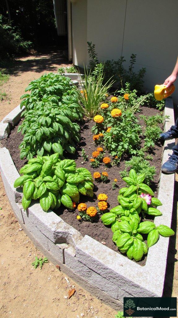 staggered corner garden design