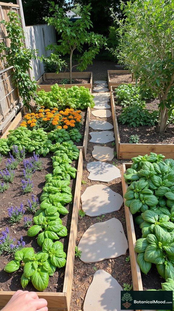 stylish compartmentalized planting beds