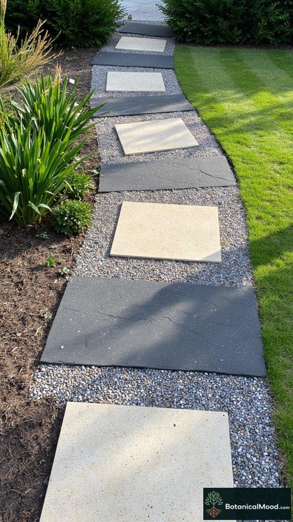 textured stones enhance garden paths