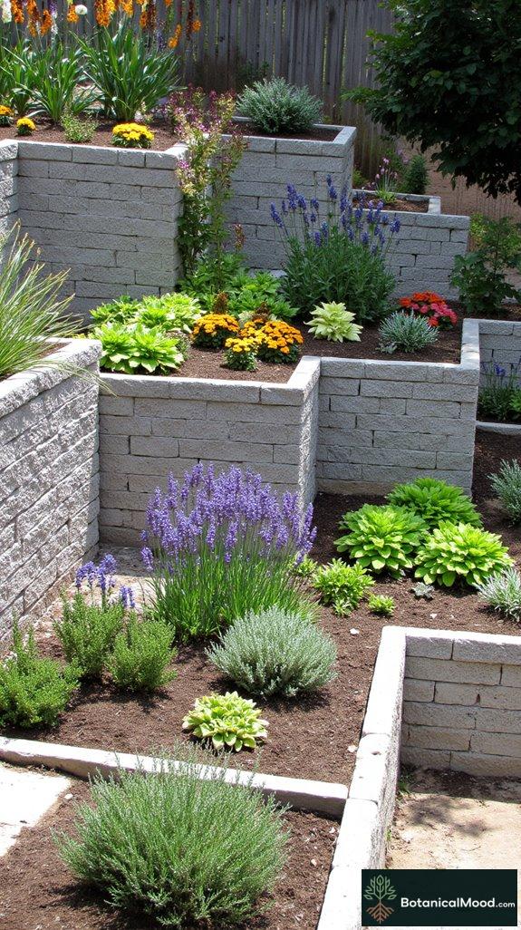 tiered outdoor planting area