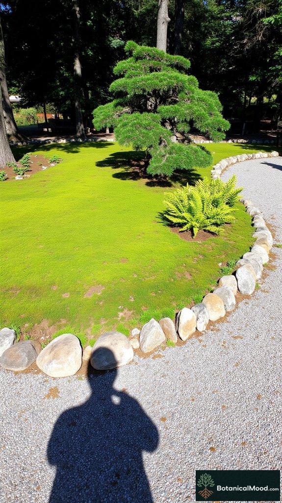 tranquil curved japanese garden