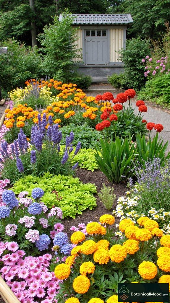 vibrant bamboo flower bed