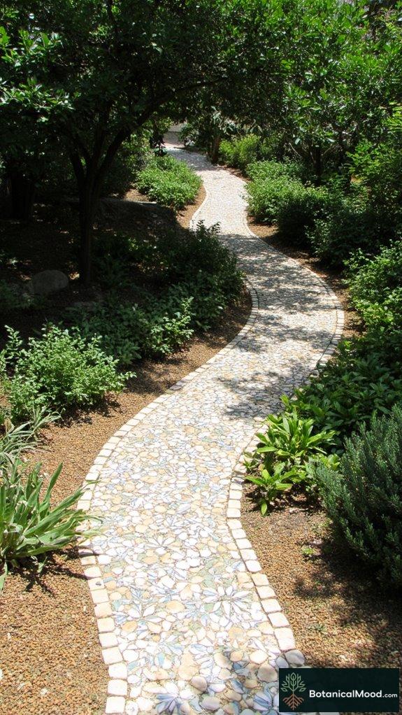 vibrant mosaic tile pathways