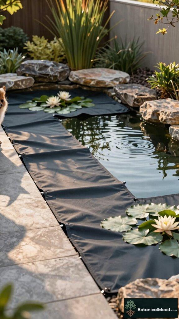secure pond cover installation