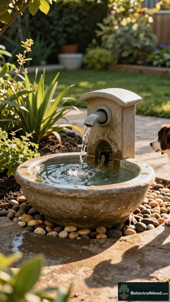 sustainable rainwater dog fountain
