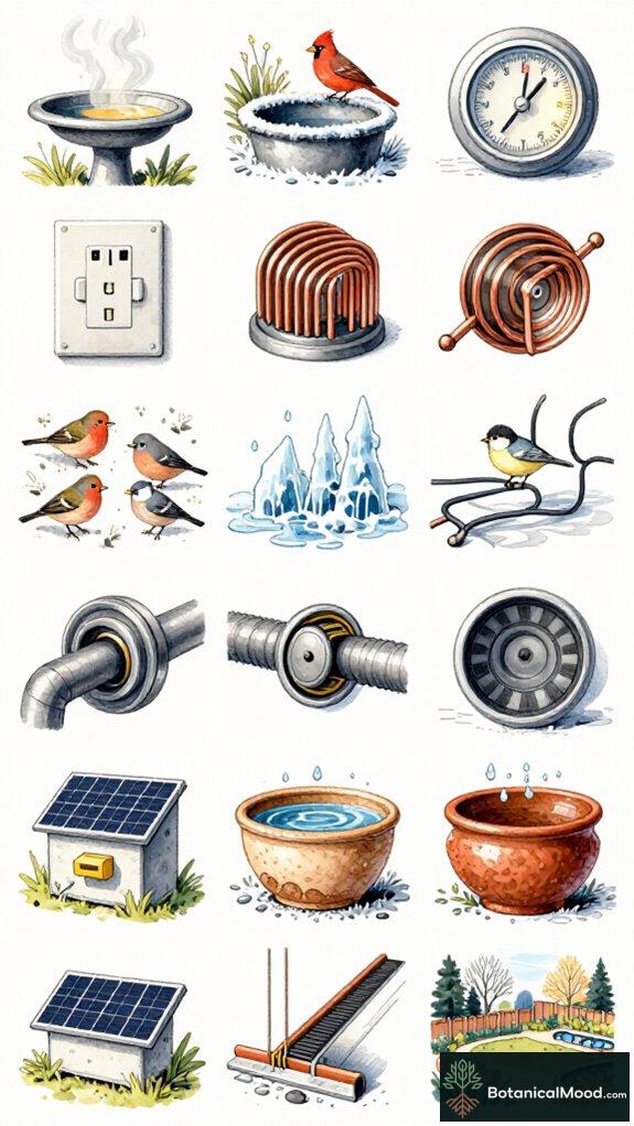 winter bird solar baths