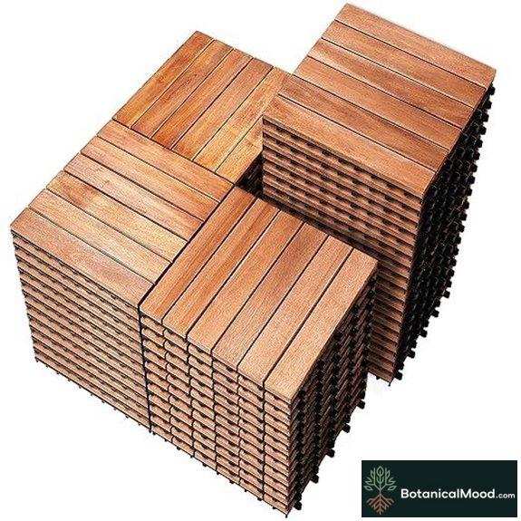 PrimeZone 54 PCS Acacia Wood Interlocking Deck Tiles
