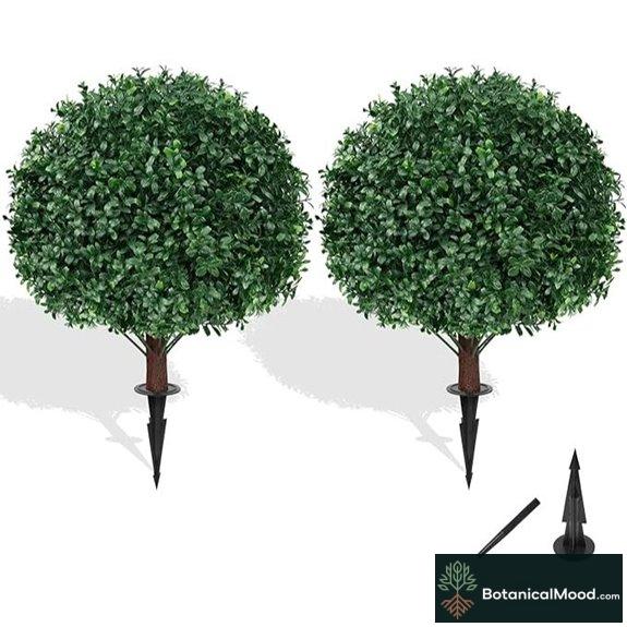 Artificial Boxwood Topiary Ball Trees (Set of 2)