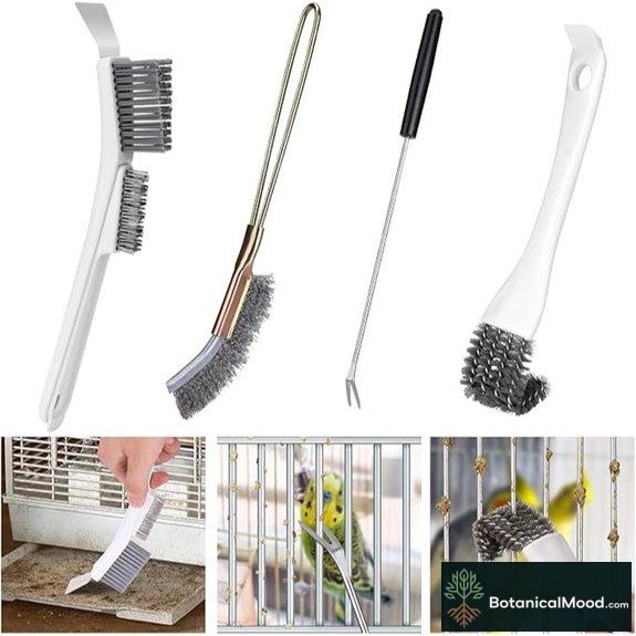 Bird Cage Cleaner Brush Set for Small to Large Birds