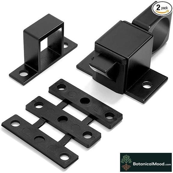 Self-Closing Latches: Black Aluminum Gate Door Lock Set