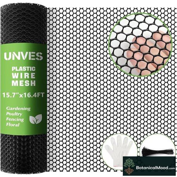 Unves Chicken Wire Mesh Fence Roll Black 0.35 Mesh